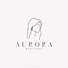 a woman's profile with the word aurora boutique written in black on white paper