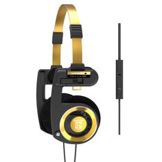 the headphones are black and gold