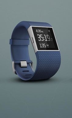 the fitbit smart watch is shown in three different colors and sizes, including blue