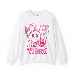 Aint No Hood Like Motherhood Pink, Crewneck, Hoodie/funny Mom Apparel/gifts for Her/mom Life - Etsy White Oversized Band Merch Sweatshirt, Funny Crew Neck Hoodie For Streetwear, Funny Winter Sweatshirt For Streetwear, Funny Relaxed Fit Sweatshirt For Streetwear, Funny Cotton Hoodie Sweatshirt, Funny Long Sleeve Hoodie For Streetwear, White Slogan Sweater For Streetwear, Funny Winter Streetwear Tops, Streetwear White Slogan Sweater