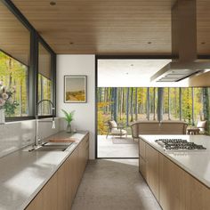 the kitchen is clean and ready to be used as a living room or dining area