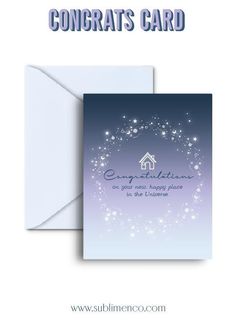 congratulations card with the words congratulations on it and an image of a house surrounded by stars