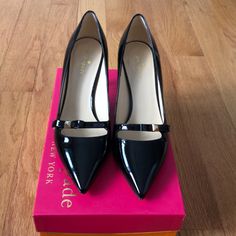 Kate Spade Black Paint Leather Pumps With 3 Inch Heel And Gold Hardware. Made In Italy. Leather Soles. Comes With Sleeper Bag. Kate Spade Pointed Toe Evening Heels, Elegant Kate Spade Almond Toe Heels, Kate Spade Black Pointed Toe Heels, Kate Spade Closed Toe Evening Heels, Kate Spade Pointed Toe Heels For Work, Black Kate Spade Pointed Toe Heels, Black Pointed Toe Kate Spade Heels, Kate Spade Almond Toe Heels For Evening, Kate Spade Elegant Closed Toe Heels