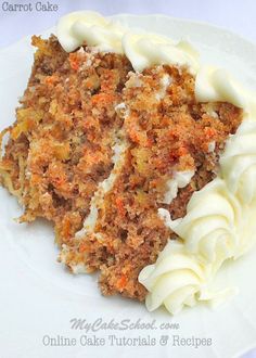 a piece of carrot cake on a white plate