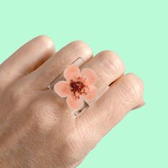 Pink Enamel Ring As A Gift, Adjustable Flower Enamel Ring As Gift, Spring Pink Flower Ring Gift, Spring Hand Painted Jewelry, Pink Flower Enamel Ring For Gift, Hand Painted Jewelry For Spring, Red Jewelry Spring Gift, Red Jewelry For Spring Gift, Peach Ring Jewelry Gift