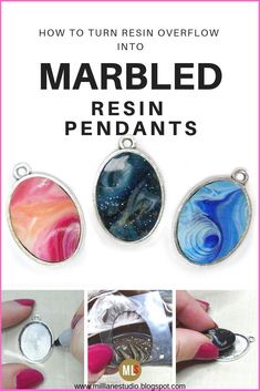 instructions to make marbled resin pendants