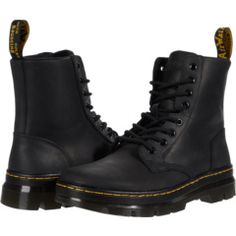 Dr. Martens Combs Leather Rugged Black Combat Boots With Reinforced Heel, Leather Footbed Work Boots With Round Toe For Streetwear, Leather Waterproof Boots With Round Toe For Streetwear, Leather Steel Toe Martin Boots, Ankle-high, Ankle-high Leather Martin Boots With Steel Toe, Leather Work Boots With Plain Toe For Streetwear, Leather Work Boots With Reinforced Toe, Ankle-high, Plain Toe Leather Work Boots For Streetwear, Ankle-high Leather Work Boots With Reinforced Toe