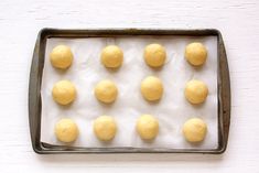 the doughnuts are ready to be baked in the baking tin on the table