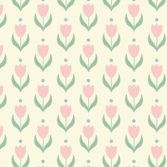 a pattern with pink flowers and green leaves