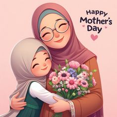 a woman holding a bouquet of flowers with the caption happy mother's day