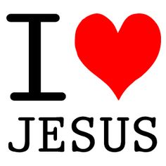 the word i love jesus written in black on a white background with a red heart