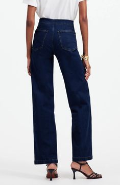 Madewell Emmett Wide Leg Jeans | Nordstrom Modern Dark Wash Mid-rise Flare Jeans, Modern High Rise Dark Wash Flare Jeans, Classic Dark Wash Wide Leg Flare Jeans, Dark Wash Straight Leg Jeans With Zip Fly, Wide-leg Flare Jeans With Welt Pockets, Denim Blue Wide Leg Jeans With Welt Pockets, Relaxed Fit Wide Leg Jeans With Welt Pockets, Wide Leg Jeans With Welt Pockets In Denim Blue, Wide Leg Denim Blue Jeans With Welt Pockets