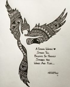 a black and white drawing of a bird with words written on the wings in different languages