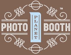 the photo booth logo is shown on a brown background