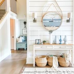 the entryway is clean and ready for guests to use it as a place setting