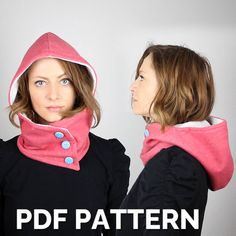 two girls wearing hoods and scarves with text overlay that reads, pdf pattern