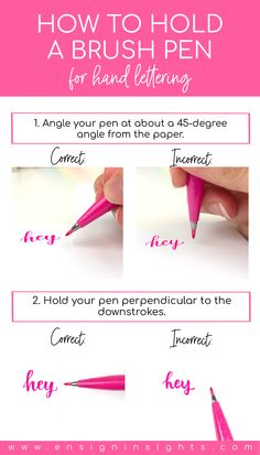 how to hold a brush pen for hand lettering with instructions on how to use it