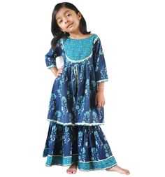 Beautiful pure cotton ethnic wear for girls. Available from sizes 6mths to 10 years. These dresses have gotta patti work . Bohemian Blue Cotton Anarkali Set, Blue Cotton Dress For Eid, Festive Cotton Sharara With Printed Motifs, Cotton Sharara With Printed Motifs For Eid, Festive Cotton Block Print Sharara, Summer Cotton Anarkali Set With Block Print, Cotton Block Print Sharara For Festivals, Cotton Frock For Festive Occasions, Cotton Block Print Dress For Festive Occasions