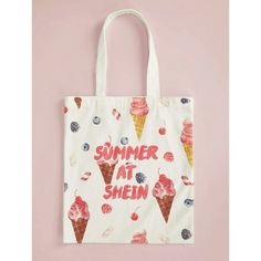 "Summer At Shein" Ice Cream Print Canvas Tote Bag Perfect For Grocery Shopping, Errands, Beach And More! 100% Cotton 13" L X 15" H Summer Cotton Beach Bag, Summer Vacation Cotton Beach Bag, Cotton Beach Bag For Summer Vacation, Casual Multicolor Beach Bag For Summer, Casual Summer Beach Bag For Summer Outings, Casual Beach Bag For Summer Outings, Multicolor Summer Bags For Day Out, Shein Bags, Icecream In A Bag