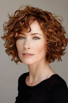 Curly Hairstyles for Women Over 40 Curly Hairstyles With Fringe, Curly Bob With Fringe, Middle Part Curly Hair, Gemini Hair, Curly Shag Haircut, Bob Haircut Curly