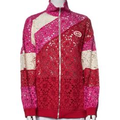 Nwt Gucci Lace Pattern Jacket Description Gucci Jacket Red/Pink/Off White Lace Pattern Embroidered Accent & Stand Collar Slit Pockets & Zip Closure Estimated Item Measurements Bust: 46.5" Waist: 43" Shoulder: 18" Length: 28" Sleeve: 33" Clothing Size: Xl Fabric: 45% Viscose, 36% Cotton, 19% Polyamide; Trim 72% Polyester, 25% Polyamide, 3% Elastane; Combo 100% Polyester Retail: $1,275 Yellow Jacket Outfit, Gucci Jackets, Floral Lace Pattern, Gucci Jacket, Gucci Floral, Lace Jacket, Jacket Brands, Jacket Pattern, Lace Pattern