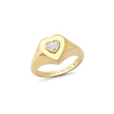 Handcrafted in 18-karat gold, our Heart Signet Ring with Heart-Cut Diamond features a 0.25 carat diamond at its center. A statement ring with added feminine appeal, we love this bold style worn as a pinky ring alongside other stacking rings from the collection. Ring Size: 6.5 Carat Weight: 0.25ct Heart measures 9.25mm x 10.10mm Custom sizes available upon request. Please email shop@jennifermeyer.com Made with love in Los Angeles Complimentary gift wrapping provided Heart Signet Ring, Mama Hoodie, Bold Style, Pinky Ring, Diamond Fashion, Lifestyle Shop, Bold Fashion, Diamond Heart, Signet Ring