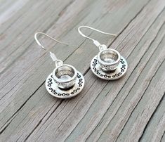 Teacup Earrings. Gifts For Her, Anniversary, Birthday, Bridesmaids, Gift For Mom, Gifts For Women. Coffee Cup Earrings by TheNixieHollow on Etsy Teacup Earrings, Jewelry For Bridesmaids, Coffee Cup Earrings, Cute Christmas Presents, Steampunk Nickel-free Earrings As Gift, Silver Bird-shaped Earrings For Gift, Cool Earrings, Special Necklace, Teacup And Saucer