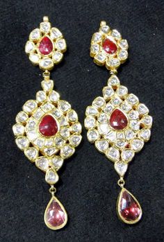 Glamorous Vintage show stopper Ideal party wear 22-carat solid gold, Old cut Diamonds and multicolor Enamel work (Kundan Meena) Earrings Pair. Length of earrings-11.5 cm, the width of earrings-3.5 cm, weight of earrings only-33.2 grams. Material-22 carat solid gold, genuine old cut clear Diamonds, and enamel work Elegant Bridal Earrings With Zari Work For Festivals, Yellow Gold Meenakari Jewelry For Festivals, Formal Chandbali Jewelry With Zari Work, Kundan Temple Jewelry Danglers For Formal Occasions, Kundan Danglers For Formal Occasions In Temple Jewelry Style, Kundan Danglers For Formal Occasions, Temple Jewelry Style, Elegant Festival Zari Work Danglers, Elegant Zari Work Danglers For Festivals, 22k Gold Cutdana Earrings For Gift