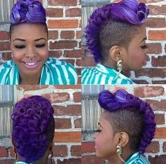 Purple hair Purple Mohawk, College Hairstyles, Purple Pixie, Homemade Hair Treatments, Hair Dye Tips, Hair Shows, Natural Hair Tips