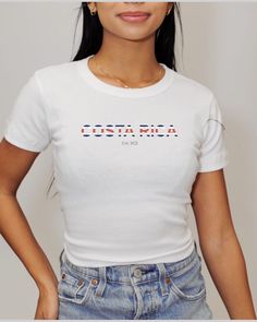 Costa Rica Fitted Baby Tee Women's T-Shirt | Girly Aesthetic 🌟SHIRT This is a Los Angeles Apparel baby tee - the material is very soft and very high quality. 🌟SIZING Please find the size chart in listing photo before purchasing. We recommended measuring a t-shirt you already own to get the best fitting t-shirt. 💖CARE/ WASH Machine wash: warm (max 40C or 105F); Non-chlorine: bleach as needed Tumble dry: medium heat; Iron, steam or dry: low heat; Do not dry clean. ✨SHIPPING Your items usually w Los Angeles Apparel, Girly Aesthetic, Aesthetic Shirt, Aesthetic Shirts, Baby Tee, Infant Tees, Costa Rica, Womens Clothing Tops, Womens Tees