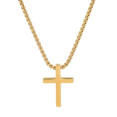 Men's stainless steel polished cross pendant Classic Stainless Steel Jewelry With Cross Pendant, Gold Stainless Steel Minimalist Cross Necklace, Gold Minimalist Stainless Steel Cross Necklace, Minimalist Gold Stainless Steel Cross Necklace, Stainless Steel Cross Pendant Jewelry, Tarnish Resistant, Stainless Steel Cross Jewelry With Polished Finish, Minimalist Stainless Steel Cross Pendant Necklace, Stainless Steel Cross Necklace Tarnish Resistant, Tarnish Resistant Stainless Steel Cross Pendant Jewelry