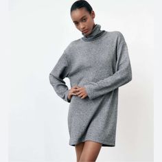 New With Tags No Stains Or Damage Save Money On Shipping And Bundle Smoke Free Home Open To Offers Casual Zara Sweater Dress For Fall, Zara Long Sleeve Mini Dress For Winter, Casual Knee-length Sweater Dress By Zara, Casual Knee-length Zara Sweater Dress, Zara Casual Knee-length Sweater Dress, Zara Casual Mini Sweater Dress, Zara Casual Spring Sweater Dress, Zara Casual Sweater Dress For Spring, Crochet Halter Dress