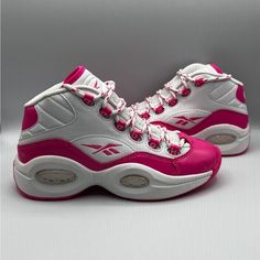 Reebok Question **Atomic Pink** Kids Size: 4 Style: Retro Brand: Reebok Color: White/Pink Condition: New Details: Gw1511 **Valentine’s Day** Us: 4 Uk: 3.5 Cm: 23 Eur : 35 Women’s Size 5.5 Any Questions, Please Ask One Stop Shop Tx Retro Pink Sneakers For Sports, Retro Pink Sports Sneakers, Pink Synthetic Basketball Shoes For Sports, Pink Synthetic Basketball Shoes, Pink Athleisure Sneakers For Outdoor, Pink Breathable Basketball Shoes For Light Sports, Sporty Pink Synthetic Basketball Shoes, Pink Synthetic Sporty Basketball Shoes, Retro Pink Basketball Shoes