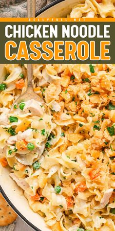 Made with seasoned chicken and egg noodles in a creamy sauce topped with buttery Ritz crackers, this Chicken Noodle Casserole is pure comfort food the entire family will love! Chicken And Peas Casserole, Ritz Crackers Chicken, Chicken Egg Noodle Casserole, Egg Noodle Casserole, Chicken And Egg Noodles, Chicken Noodle Casserole, Seasoned Chicken, Vegetable Casserole, Noodle Casserole