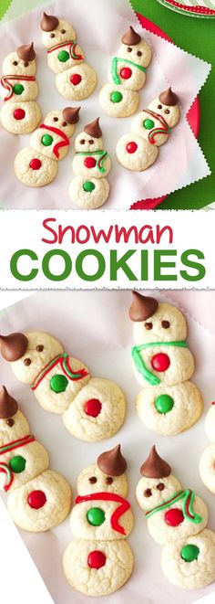 snowman cookies decorated with icing and candy