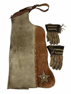 an old pair of leather gloves and mitts