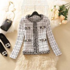 Find Bl on eBay in the category Clothing, Shoes & Accessories>Women>Women's Clothing>Coats, Jackets & Vests. Chanel Tweed Coat, Headband Pattern Free, Black Flared Jeans, Crochet Headband Pattern Free, Woolen Coat Woman, Jacket Korean, Vintage Long Dress, Chic Cardigan, Kurta For Women