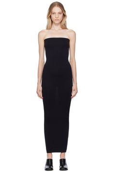 Black Fatal Maxi Dress by Wolford on Sale Seamless Fitted Evening Dress, Strapless Stretch Elastane Maxi Dress, Seamless Fitted Bodycon Evening Dress, Fitted Seamless Bodycon Dress For Evening, Sleek Stretch Seamless Dresses, Seamless Elastane Party Dress, Fitted Black Seamless Midi Dress, Seamless Bodycon Evening Dress, Seamless Fitted Black Midi Dress