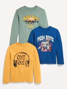 Long-Sleeve Graphic T-Shirt 3-Pack for Boys | Old Navy T Shirt For Boys, Boys Graphic Tee, Perfect Boy, Family Maternity, Family Pajamas, Boys Long Sleeve, Boys T Shirts, Look Cool, Toddler Boys