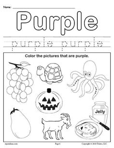 FREE Color Purple Worksheet Color Words Kindergarten, Coloring Worksheets For Kindergarten, Color Worksheets For Preschool, Worksheet Preschool, Kindergarten Colors, Color Flashcards, Coloring Worksheet, Preschool Coloring Pages, Preschool Colors