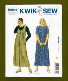 two women's dresses, one in blue and the other in green with buttons