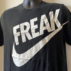 Giannis Antetokounmpo, The Greek Freak, Freak, Shirt, Black Size Medium New Black Cotton Shirt With Branding, Nike Black Shirt With Letter Print, Casual Black Shirt With Branding, Nike Black Tops With Logo Print, Black Cotton Shirt With Graphic Design, Nike Black Cotton Tops, Nike Black Shirt For Streetwear, Nike Black Tops For Streetwear, Black Nike Cotton Top