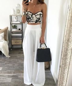 Chique Outfits, Komplette Outfits, Mode Inspiration, White Pants, Outfit Casual, Outfits Casuales, Sewing Inspiration, Summer Wear, Look Fashion