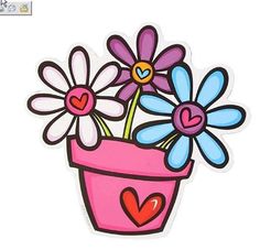 a card with flowers in a pink flower pot and the words primavera on it