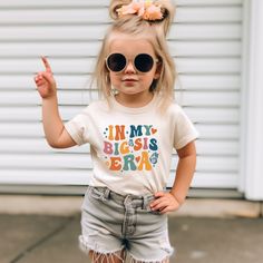 In My Big Sister Era Shirt, Big Sister T-Shirt, In My Big Sis Era Toddler Shirt, Retro Big Sis Kids Shirt, Trendy Kid Shirt, Kids Party Tee HOW TO ORDER 1️) Please review all the information provided below before placing an order. 2️) Select the shirt type and size. 3️) Select the color of the shirt using the following options. 4) Select your design (Personalization Box) if applicable. 5) Need more items? Add your current item to your cart and if you like to add more items to your order please c Fourth Birthday Pictures, 4th Birthday Pictures, Bday Shirt, American Honey, 4 Birthday, Kindergarten Shirts, Fourth Birthday, Big Sister Shirt, Kids Travel