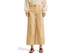 LAUREN Ralph Lauren Micro-Sanded Twill Belted Wide-Leg Pants - Women's Casual Pants : Pale Parchment : Keep it formal without losing comfort wearing the LAUREN Ralph Lauren Micro-Sanded Twill Belted Wide-Leg Pants. Wide-leg silhouette. Adjustable belt to accentuate the waist. Intended to hit at the ankle. Zip-fly and button closure. Side on-seam pockets and two back welt pockets. Pintucks at the front and waist darts at the back. 97% cotton, 3% elastane. Machine washable. Imported. Chino Pants Women, Corduroy Pants Women, Wide Leg Crop Pants, Leg Belt, Wide Leg Cropped Pants, Ralph Lauren Women, Twill Pants, Comfort Wear, Ralph Lauren Womens