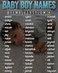 a baby boy names poster with the names of his babies in english and spanish on it