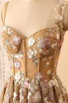 Party Corset Dress With Floral Embroidery, Corset Embroidery, Glitter Formal Dress, Glitter Corset, Gold Corset, Embroidery Unique, Glitter Prom Dress, Gold Ombre, A Line Prom Dress