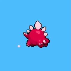 an old - school pixel art style image of a red heart floating in the air