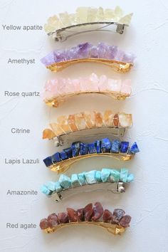 Barrette Clips Diy, Gemstone Hair Accessories, Hair Clips Handmade, Beaded Hair Clip, Hair Clips Design, Beaded Hair Accessories, Yellow Hair Accessories, Diy Hair Clips, Diy Hair Clip